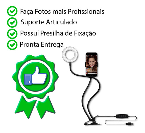 Imagem 4 de 6 de Ring Light Articulado Com Suporte Para Celular Ac15