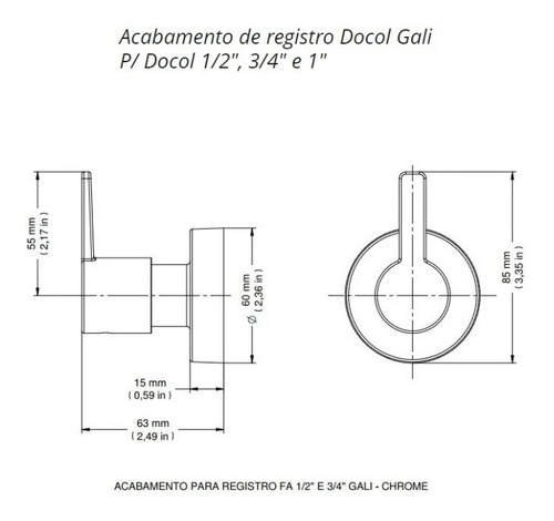 Acabamento Registro Docol Gali 806706 Base Deca Cromado