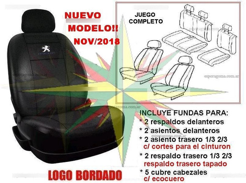 Funda Cubre Asiento Cuero Peugeot Partner Patagonica C/ Butaca Trasera Repartida ( Juego Completo )