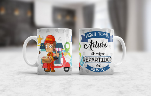 Taza Cerámica 350cc Profesiones - Calidad Aaa Importada Blanco Repartidor