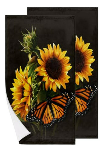 Toallas Mano Mariposa Girasol 28.3 X 14.4, Tema Naturaleza