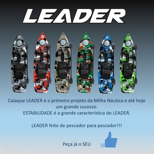 Caiaque Leader Milha Náutica + Pedal Evo Dirve + Brinde