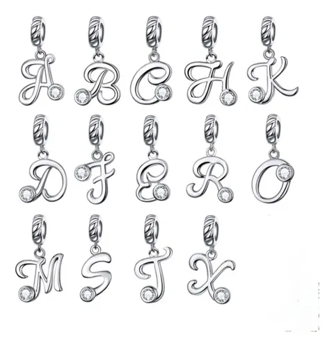 comprar Charm Ó Dije De Plata Real S925, Letra Inicial, Pavé Zircon