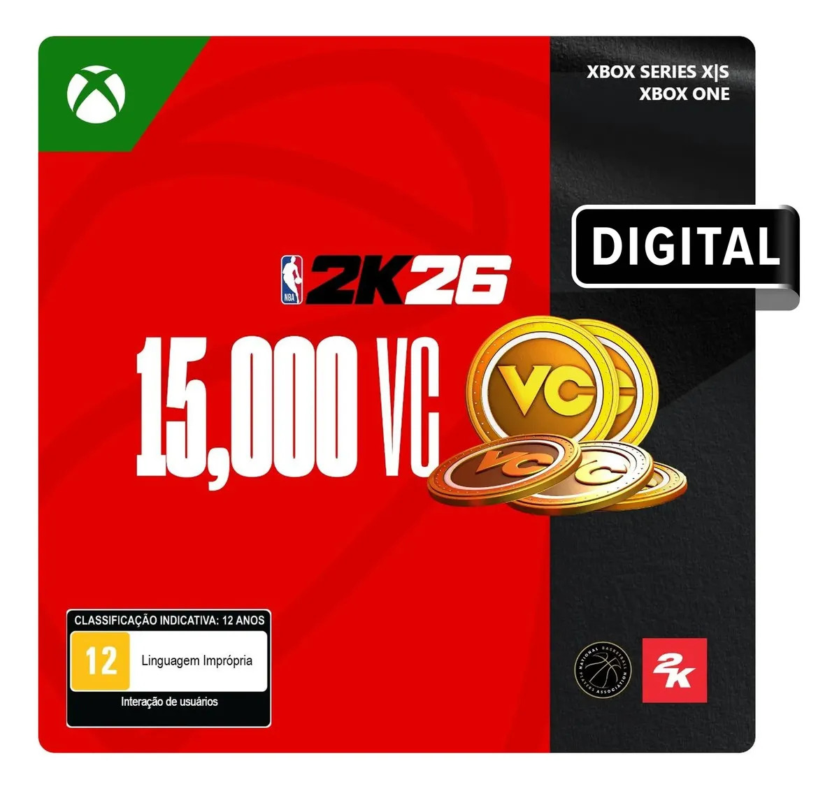 Gift card NBA 2K26: 15,000 Virtual Currency Pack BR Xbox Series X|S/Xbox One (Digital)