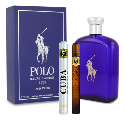 Polo Blue Ralph Lauren 200ml Caballero+perfume Cuba 35ml