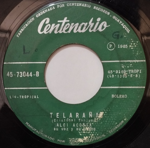 45 Rpm Alci Acosta Su Voz Y Su Piano - Profana / Telaraña