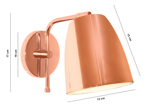 Lampara Pared Aplique Deco Moderno Spot Cromado Luz Led E27 Estructura Cobre