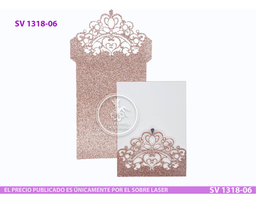 30 Invitaciones Corte Laser Glitter Sv 1318-006 Princesa