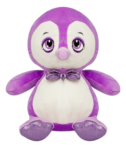 Pingüino De Peluche Ultra Suave Con Moño Morado