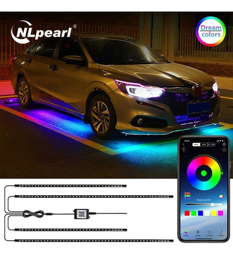 4 Piezas Rgb Tiras De Luz Led De Coche Impermeable.