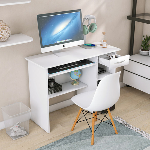 Escrivaninha Shirley Base De Teclado E Gaveta Casa Home Off