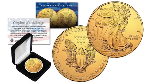 Genuina Moneda  American Eagle  2017 Bañana En Oro 24kt 