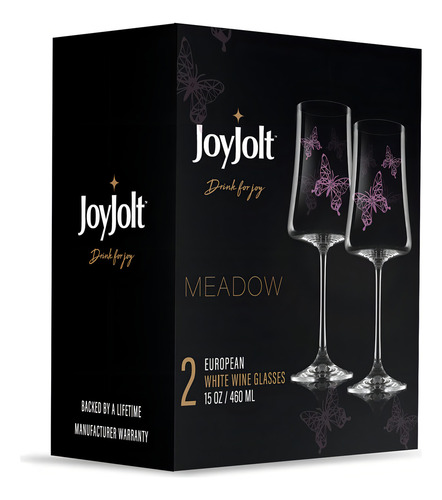 Meadow - Copas De Vino Blanco Con Diseño De Mariposa, 19 Onzas, Juego De 2