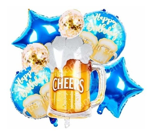Set De 10 Globos Jarra De Cerveza Cumpleaños Deliganga