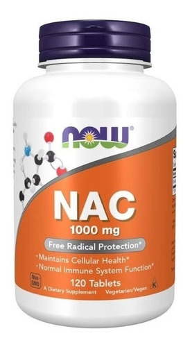 Nac 1000mg N-acetyl L-cysteine 120caps N-acetilcisteína Now 