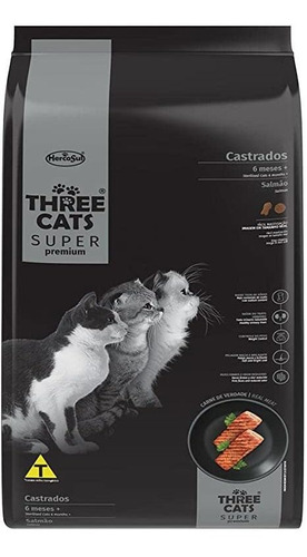 Three Cats Super Premium Adulto Castrado Sabor Salmon 15kg 