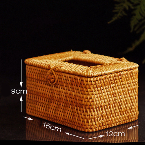 Caja Rectangular De Papel Para Pañuelos De Ratán Con 2 Estan