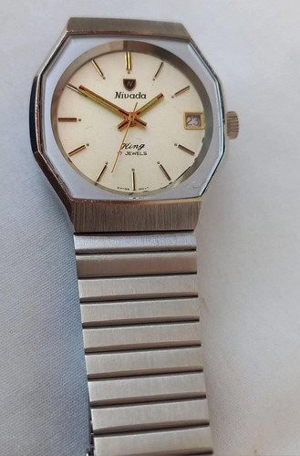 Reloj Nivada King 17 Jewels Swiss Plateado Plateado Beige (Usado)