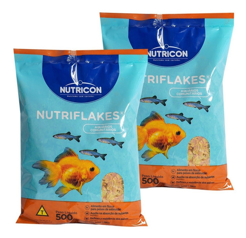 Ração Flocos Nutriflakes 1kg Com 2 Pacotes 500g Nutricon