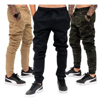 Comprar Kit 3 Calças Jogger Masculina Jeans Com Punho Elastico