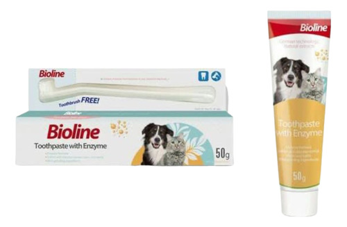 Bioline® Crema Dental Enzima 50grs + Cepillo Perros Y Gatos