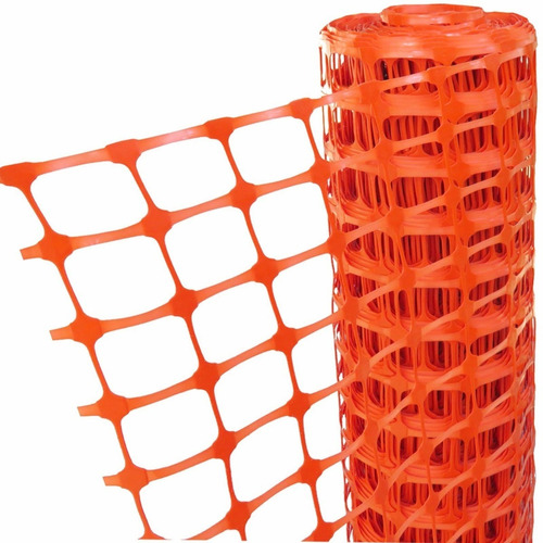 Malla Plástica Naranja Red De Obra Valla Seguridad 1m X 50m 