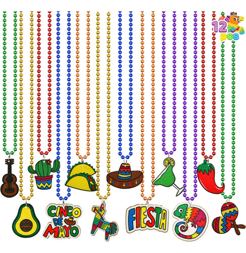 Collares Con Dije Para Fiesta Mexicana Multicolor 12 Piezas