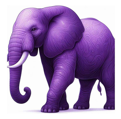 Vinilo 30x30cm Elefante Dibujo Violeta Hermoso Arte