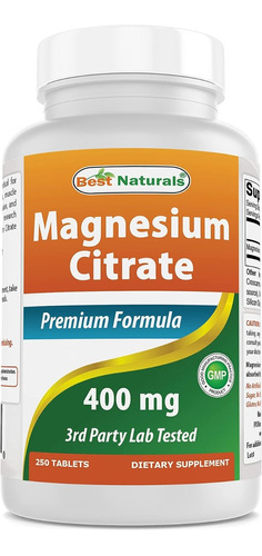 Citrato De Magnesio 400mg 250 Tabletas Best Naturals Us