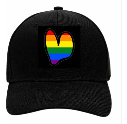 Gorra Corazón Arcoíris Negra Ajustable