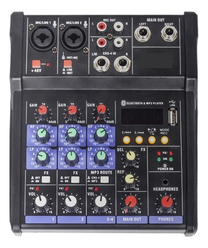 Ru-4t Mezclador De Sonido Profesional Au-dio Usb, 4