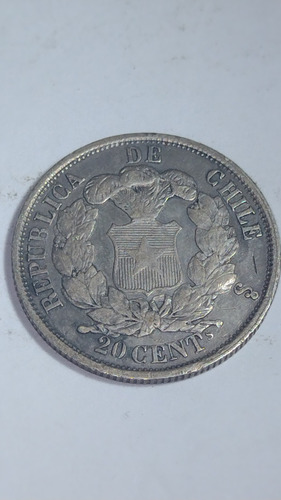 Chile Moneda 20 Cent De Plata  1866 Hermosa Usada