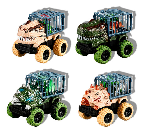 Juguete Carrito Vehículo Camión Transportador Dinosaurios Paquete Con 4 Pcs