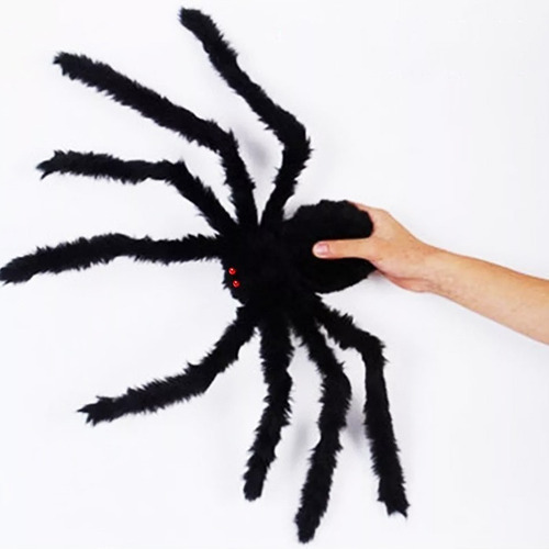 Imagen 2 de 5 de Arañas Gigante Negra Halloween 75cm Profesional Decorativa