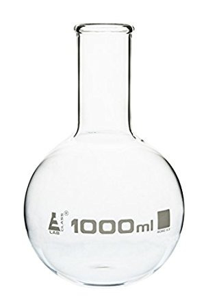 1000ml Florence Boling Flask; Fondo Plano; Eisco Laboratorio