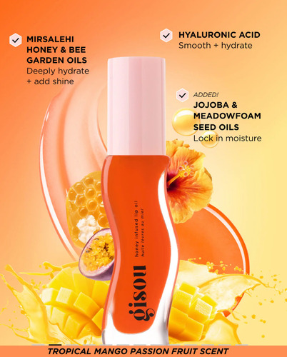 Gisou Honey Inflip Labial Gloss Hidratación Natural Y Brillo Mango Passion Punch