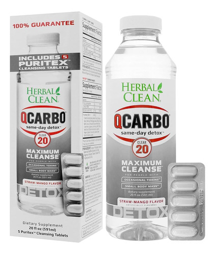 Detox Limpiador Herbal Qcarbo 20oz Clear Maximum Cleanse