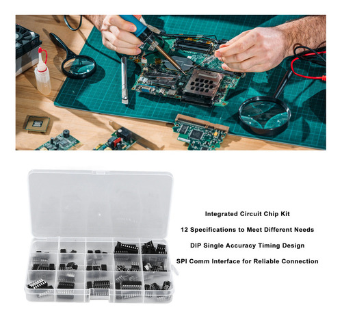 F Kit De Chips Ic De 12 Tipos, 120 Unidades, Ne555 Lm324,