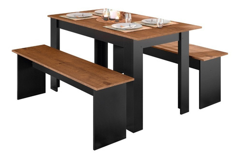 Mesa De Comedor + 2 Bancos - Expansion Uy - 