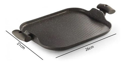 Grill Duplo Chapa Com Alça Marrom 26x21cm Carne Churrasco