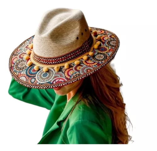 Sombrero Palma Dama Playa Mujer Casual Artesanal Cafe