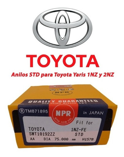 Juego De Anillos Std - Toyota 1nz Y 2nz [1.3 - 1.5] Japones