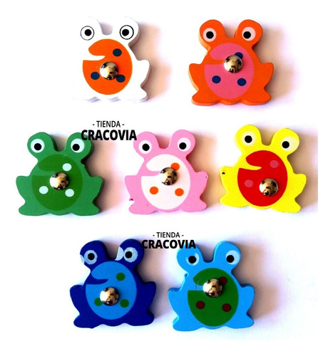 Juego De Pesca De Madera Didáctico Imantado Ranas Colores