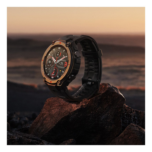 Smartwatch Amazfit Sport T-Rex Pro 1.3" caja 47.7mm de policarbonato meteorite black, malla meteorite black de silicona A2013