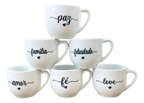 Kit Jogo Conjunto 6 Xicaras Café Chá 170ml - Porcelana