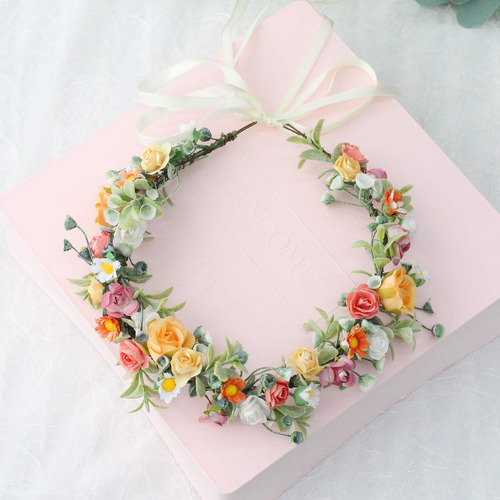 Love Sweety Diadema De Flores Verdes Boho, Corona De Pelo De