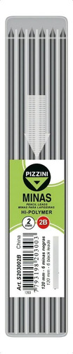 Minas Pizzini 2mm 2b X 6 Lapiz Mecanico Tecnico Tablero 