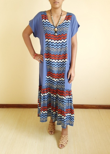 Imagem 2 de 5 de Vestido Feminino Tecido Longo Janeci