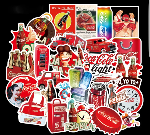 Coca Cola 50 Calcomanias Stickers De Pvc Vs Agua Bebidas
