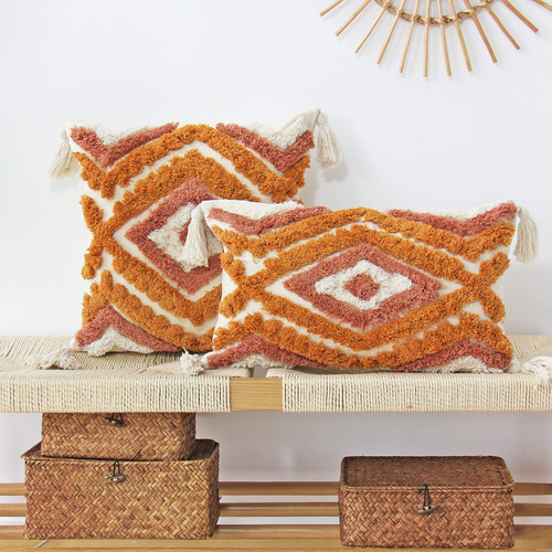 Fundas De Almohada Lumbar Boho Tejidas Y Decorativas Color N